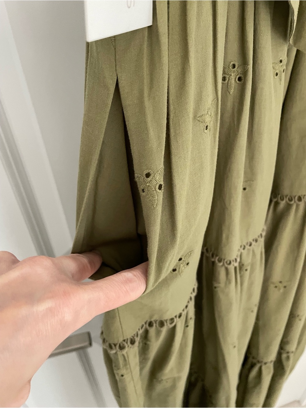 NEW Caroline Constas Green Cotton Eyelet Lace Midi Dress Luxury Vacation.     17 - Picture 8 of 11